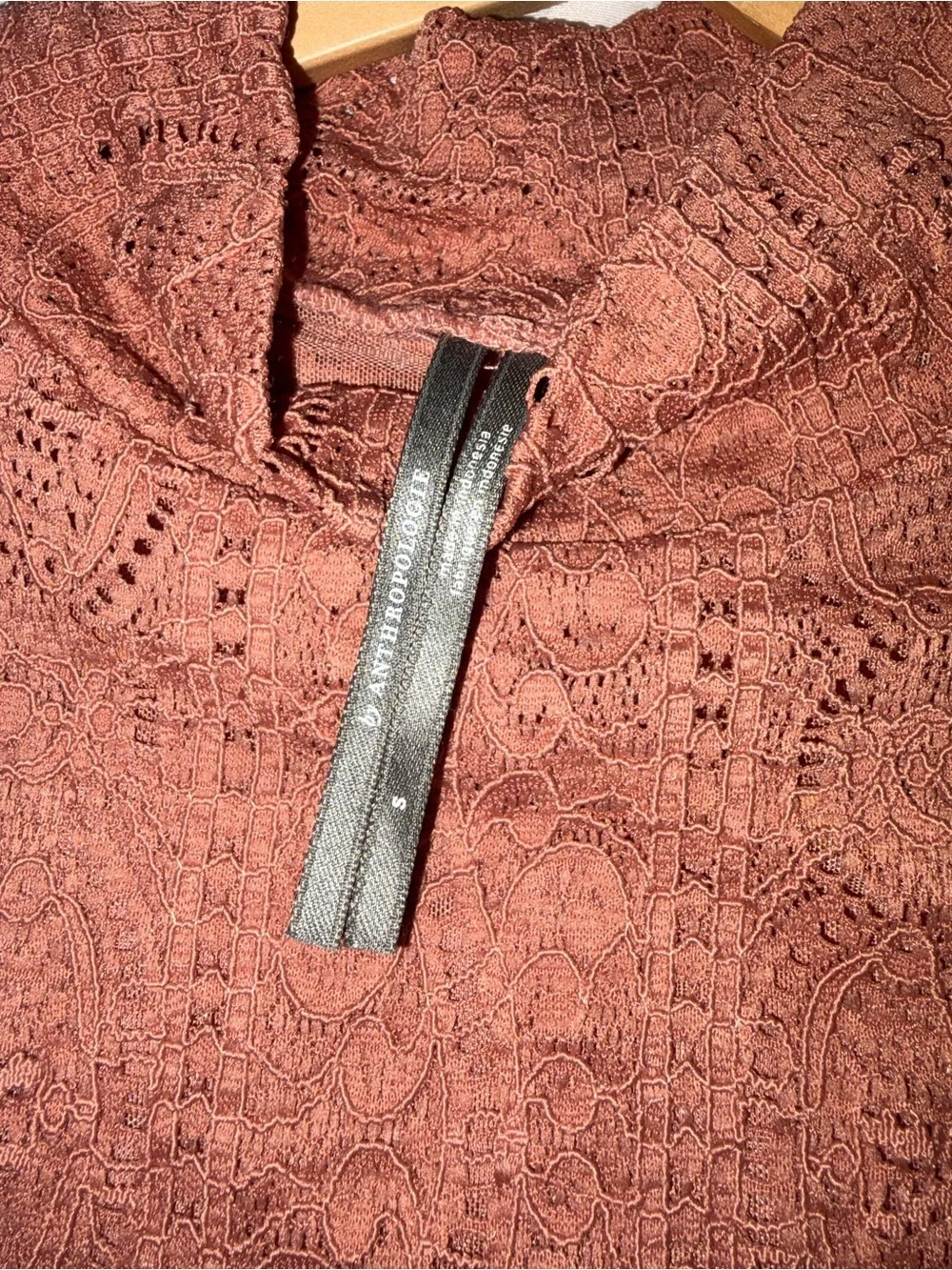 Anthropologie Dusty Rose Lace Mock-Neck Blouse